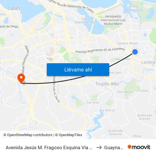 Avenida Jesús M. Fragoso Esquina Vía 52 to Guaynabo map