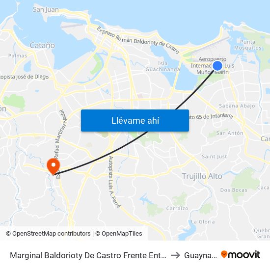 Marginal Baldorioty De Castro Frente Enterprice to Guaynabo map