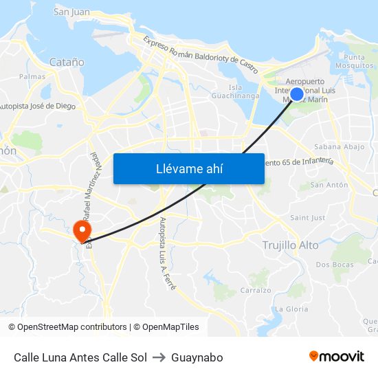 Calle Luna Antes Calle Sol to Guaynabo map