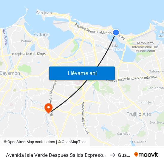 Avenida Isla Verde Despues Salida Expreso Ramón Baldorioty De Castro to Guaynabo map