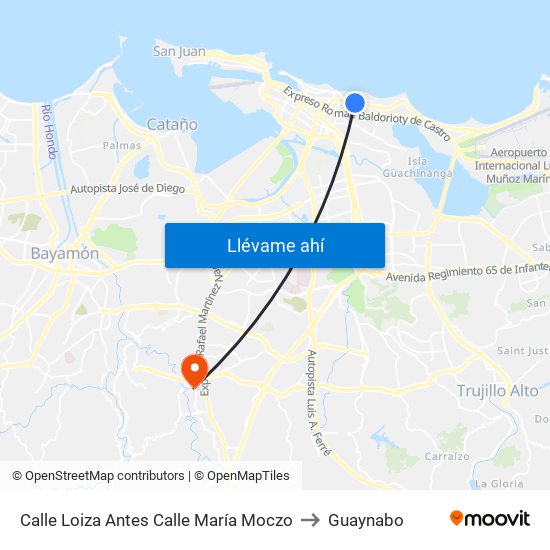 Calle Loiza Antes Calle María Moczo to Guaynabo map