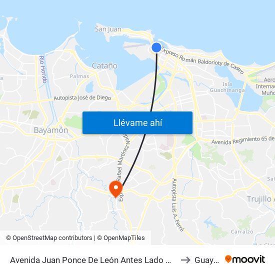 Avenida Juan Ponce De León Antes Lado Opuesto Calle Madrid to Guaynabo map