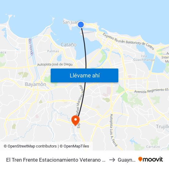 El Tren Frente Estacionamiento Veterano Puertorriqueno to Guaynabo map