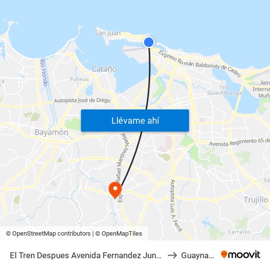 El Tren Despues Avenida Fernandez Juncos to Guaynabo map