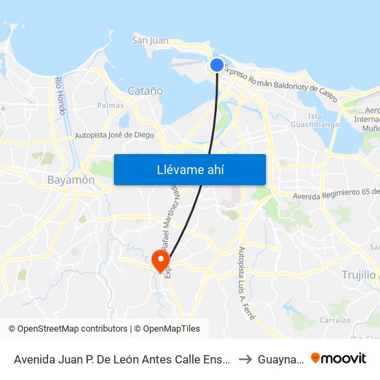 Avenida Juan P. De León Antes Calle Ensenada to Guaynabo map