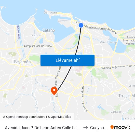 Avenida Juan P. De León Antes Calle Labra to Guaynabo map