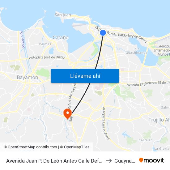 Avenida Juan P. De León Antes Calle Deffaut to Guaynabo map