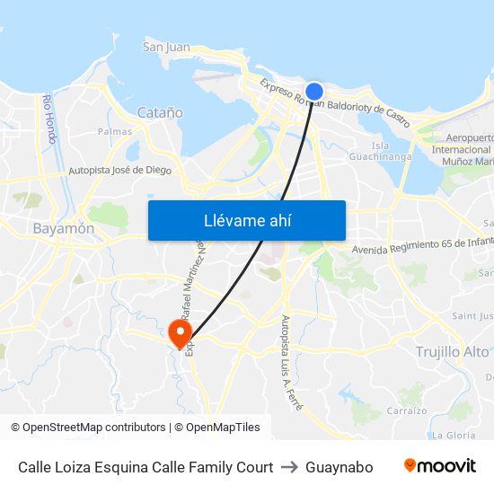 Calle Loiza Esquina Calle Family Court to Guaynabo map