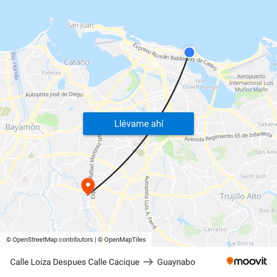 Calle Loiza Despues Calle Cacique to Guaynabo map