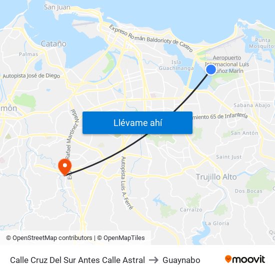 Calle Cruz Del Sur Antes Calle Astral to Guaynabo map