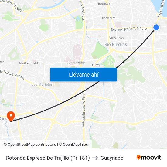 Rotonda Expreso De Trujillo (Pr-181) to Guaynabo map