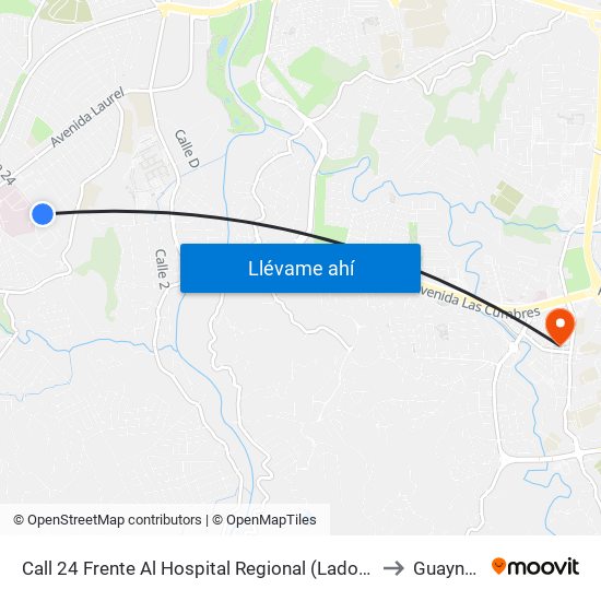 Call 24 Frente Al Hospital Regional (Lado Opuesto) to Guaynabo map