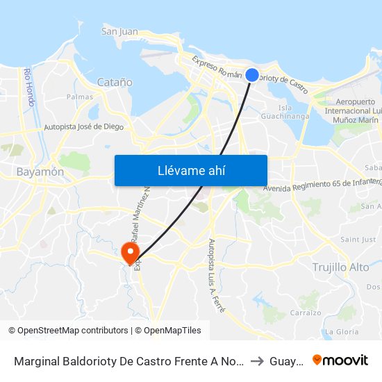 Marginal Baldorioty De Castro Frente A Norte Shopping Center to Guaynabo map