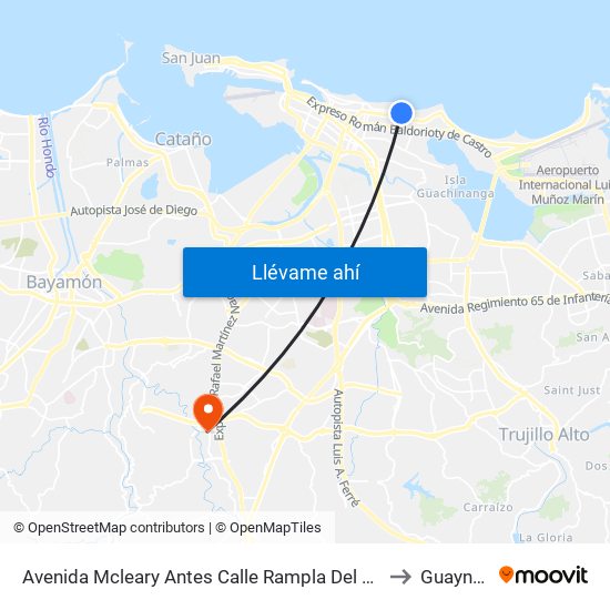 Avenida Mcleary Antes Calle Rampla Del Admirantes to Guaynabo map