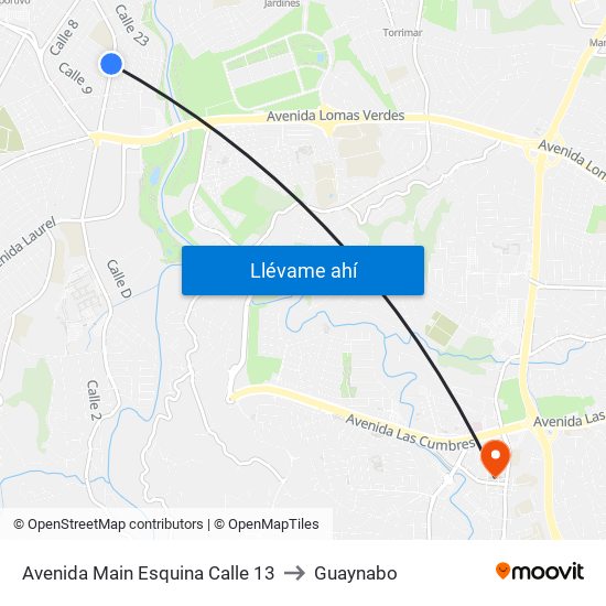 Avenida Main Esquina Calle 13 to Guaynabo map