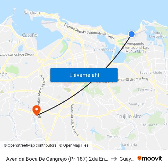 Avenida Boca De Cangrejo (Pr-187) 2da Entrada Balneario Carolina to Guaynabo map