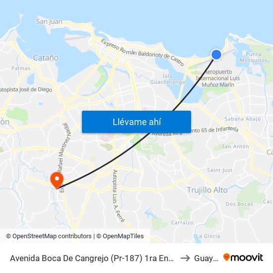 Avenida Boca De Cangrejo (Pr-187) 1ra Entrada Balneario Carolina to Guaynabo map