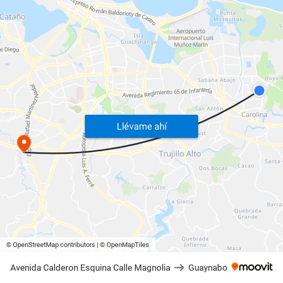 Avenida Calderon Esquina Calle Magnolia to Guaynabo map