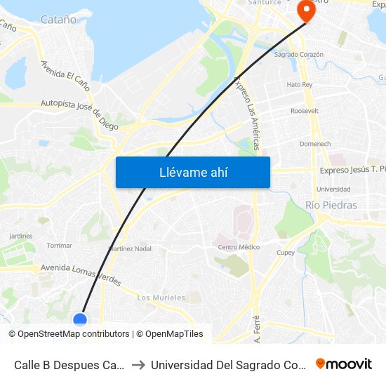 Calle B Despues Calle A to Universidad Del Sagrado Corazón map