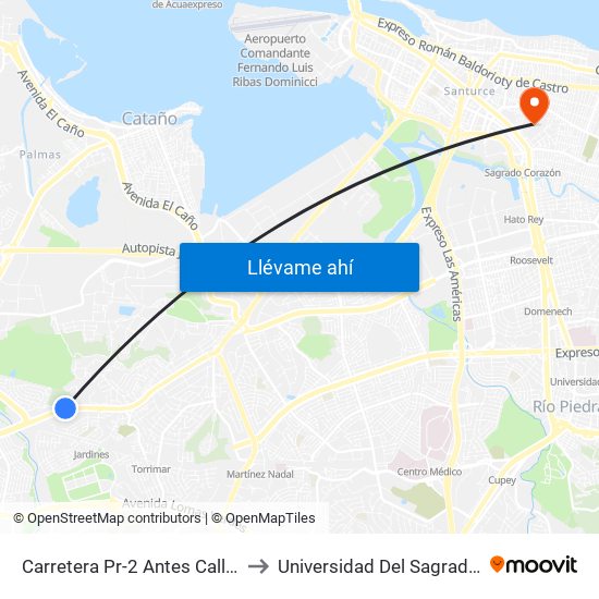 Carretera Pr-2 Antes Calle San José to Universidad Del Sagrado Corazón map