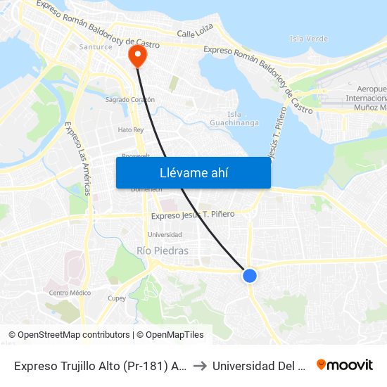 Expreso Trujillo Alto (Pr-181) Antes Avenida 65th Infanteria to Universidad Del Sagrado Corazón map