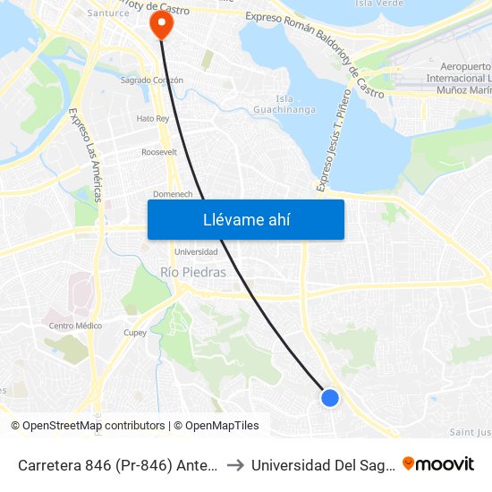 Carretera 846 (Pr-846) Antes Avenida Periferal to Universidad Del Sagrado Corazón map