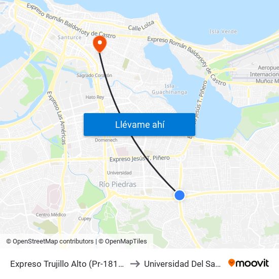 Expreso Trujillo Alto (Pr-181) Antes 65 Infanteria to Universidad Del Sagrado Corazón map