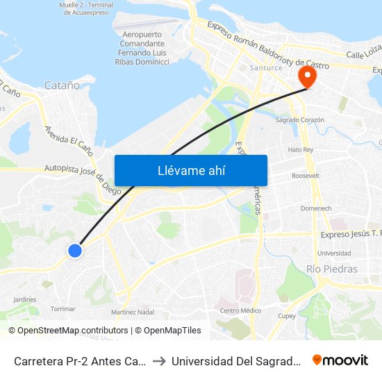 Carretera Pr-2 Antes Calle Sevilla to Universidad Del Sagrado Corazón map
