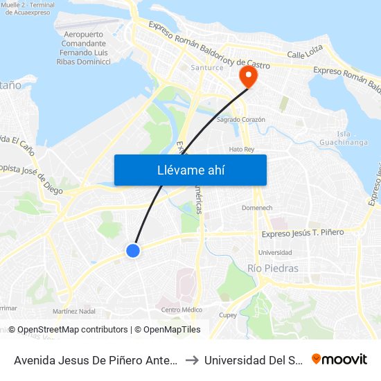 Avenida Jesus De Piñero Antes Avenida José De Diego to Universidad Del Sagrado Corazón map
