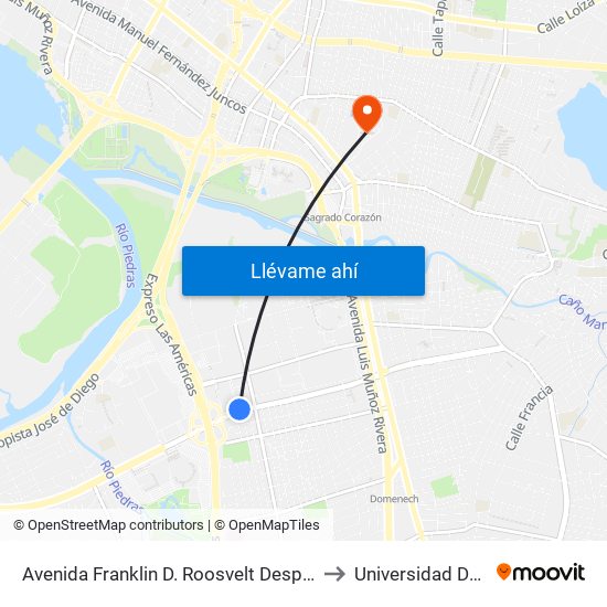 Avenida Franklin D. Roosvelt Despues Calle Soldado Rafael Llamar Guerra to Universidad Del Sagrado Corazón map