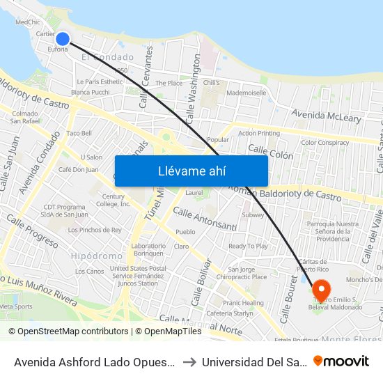 Avenida Ashford Lado Opuesto Avenida Magdalena to Universidad Del Sagrado Corazón map