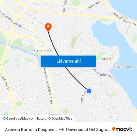 Avenida Barbosa Despues Calle Francia to Universidad Del Sagrado Corazón map
