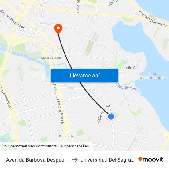 Avenida Barbosa Despues Calle Sicilia to Universidad Del Sagrado Corazón map