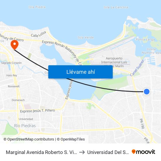 Marginal Avenida Roberto S. Vilella Esquina Calle Castilla to Universidad Del Sagrado Corazón map