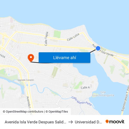 Avenida Isla Verde Despues Salida Expreso Ramón Baldorioty De Castro to Universidad Del Sagrado Corazón map