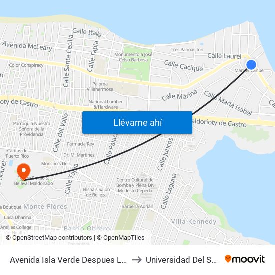 Avenida Isla Verde Despues Lado Opuesto Calle Inga to Universidad Del Sagrado Corazón map