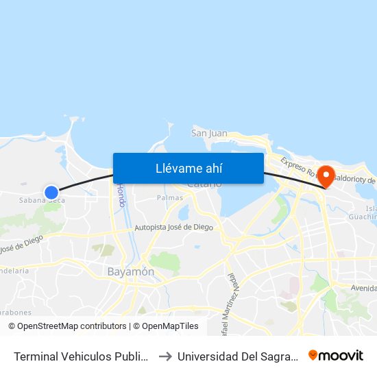 Terminal Vehiculos Publicos Toa Baja to Universidad Del Sagrado Corazón map