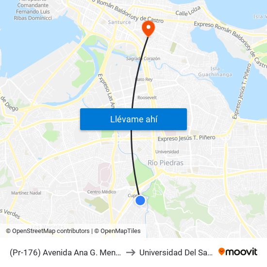 (Pr-176) Avenida Ana G. Mendez Frente A La Umet to Universidad Del Sagrado Corazón map