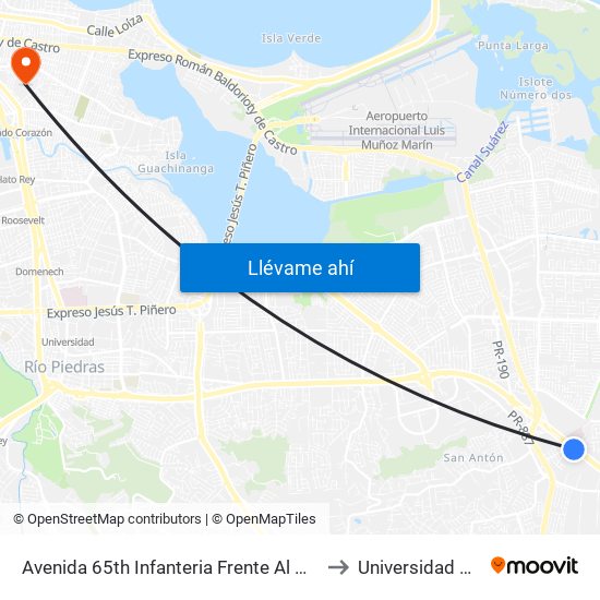 Avenida 65th Infanteria Frente Al Hospital Doctor Federico Trilla (Lado Opuesto) to Universidad Del Sagrado Corazón map