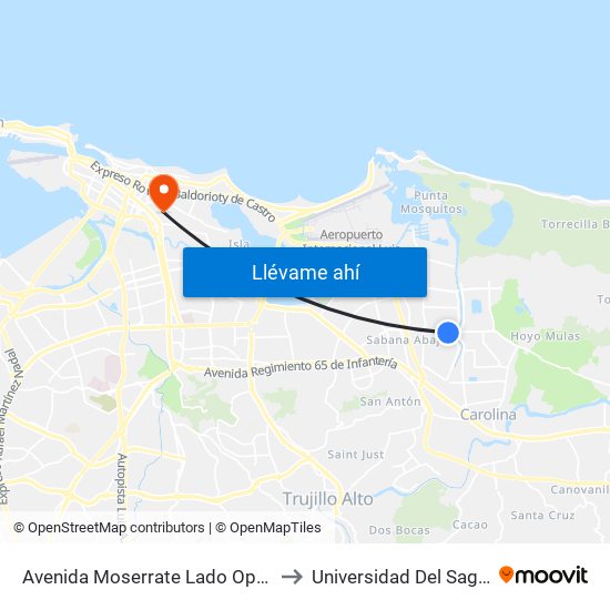 Avenida Moserrate Lado Opuesto La Ferreteria to Universidad Del Sagrado Corazón map