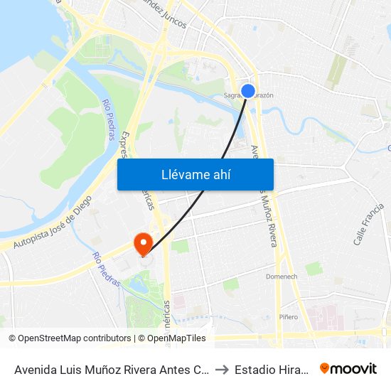 Avenida Luis Muñoz Rivera Antes Calle Haydee Rexach to Estadio Hiram Bithorn map