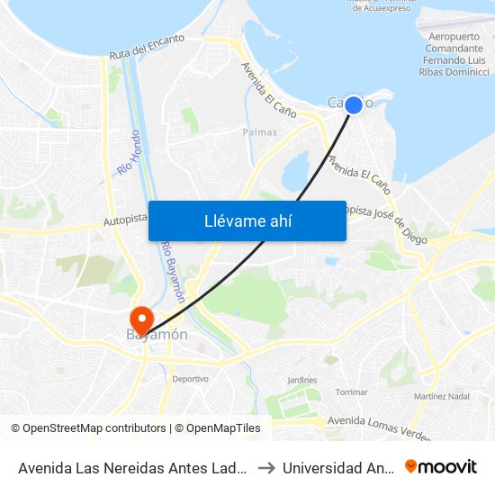 Avenida Las Nereidas Antes Lado Opuesto Calle Wilson to Universidad Ana G. Méndez map