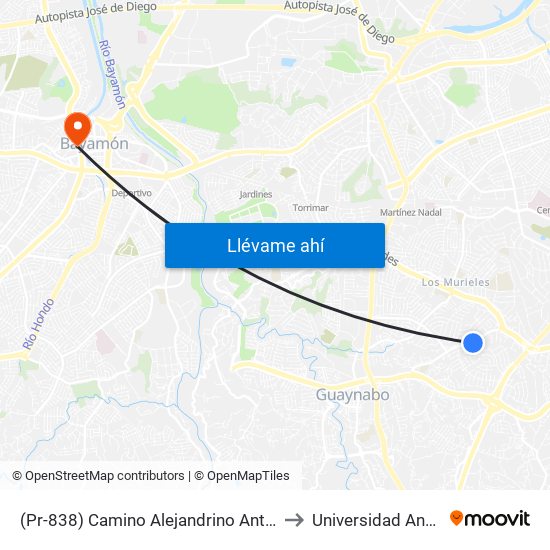 (Pr-838) Camino Alejandrino Antes Calle Maria Teresa to Universidad Ana G. Méndez map