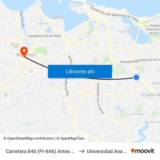 Carretera 846 (Pr-846) Antes Avenida Periferal to Universidad Ana G. Méndez map