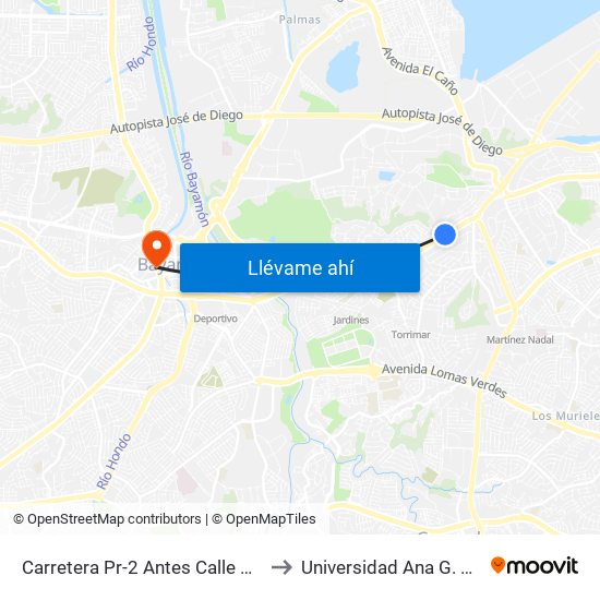 Carretera Pr-2 Antes Calle Buchanan to Universidad Ana G. Méndez map