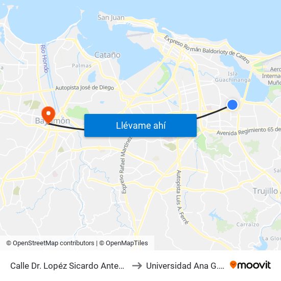 Calle Dr. Lopéz Sicardo Antes Calle Riaza to Universidad Ana G. Méndez map