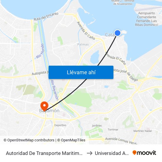 Autoridad De Transporte Maritimo En Cataño (Terminal Atm) to Universidad Ana G. Méndez map