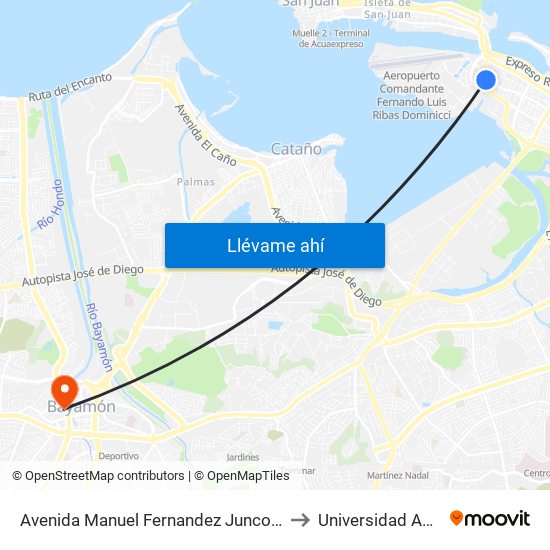 Avenida Manuel Fernandez Juncos Despues Calle Miramar to Universidad Ana G. Méndez map