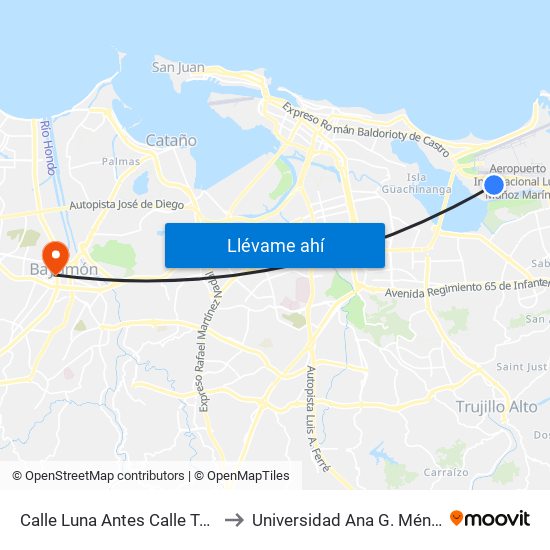 Calle Luna Antes Calle Tauro to Universidad Ana G. Méndez map