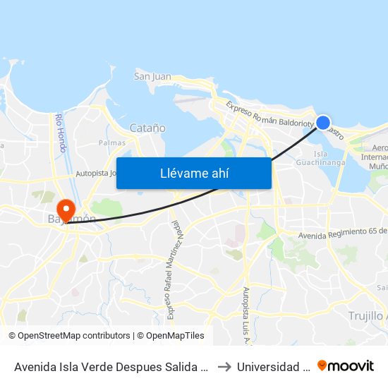 Avenida Isla Verde Despues Salida Expreso Ramón Baldorioty De Castro to Universidad Ana G. Méndez map
